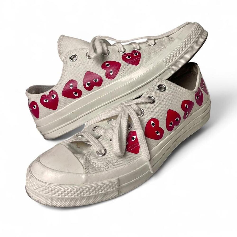 Converse Comme des Garçons CDG PLAY Canvas Low Multi Heart Sneakers Shoes US 8
